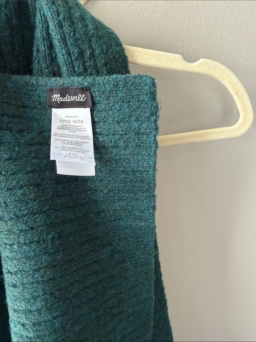 Madewell Dark Green Ribbed Knit Beanie and Scarf Set